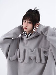 YHH-057 Factory <span class=keywords><strong>Trader</strong></span> Y2K Sweat-shirt unisexe gris à broderie tridimensionnelle surdimensionné - Product Image 3