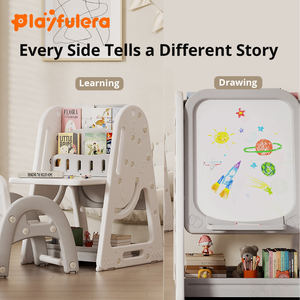 Meja Gambar & Rak Buku 4-in-1 untuk Anak - Mainan Multifungsi, Papan Gambar, Meja Belajar, Rak Buku, dan Meja Makan untuk Usia 1-9 Tahun - Product Image 3