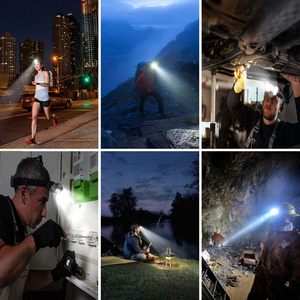 Linterna frontal recargable 5 modos Luz roja Sensor <span class=keywords><strong>de</strong></span> movimiento 5 modos <span class=keywords><strong>de</strong></span> iluminación IP65 Resistente al agua Litio-Ion USB - Product Image 4