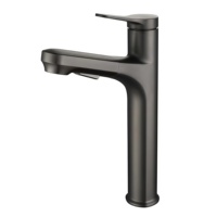 Robinet de lavabo extractible gris anthracite en acier inoxydable 304, mitigeur à poignée unique avec cartouche céramique pour salle de bain et chambre