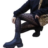 Collants à imprimé léopard, bas en nylon universels quatre saisons, chaussettes noires transparentes pour femmes, fins, amincissants, effet galbant, transfrontaliers