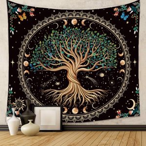 Décoration murale bohème en tissu 100% polyester avec motif <span class=keywords><strong>de</strong></span> lune, <span class=keywords><strong>arbre</strong></span> <span class=keywords><strong>de</strong></span> <span class=keywords><strong>vie</strong></span>, fleurs et plantes, mandala spirituel, impression personnalisée - Product Image 5