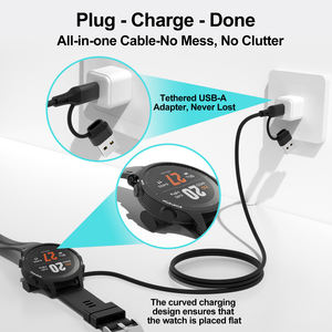 Câble de chargeur de montre USB/Type C 2-en-1 pour Garmin Fenix 8/E/7/7S/6/6X <span class=keywords><strong>Venu2</strong></span>/Sq2/3/3S Instinct 3/2 Approach S70/S62/S42 Quatix 8/7 - Product Image 6