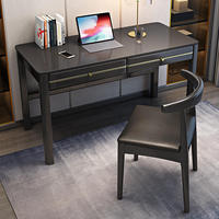 Bureau de travail double en bois massif de style chinois avec tiroir, design simple et moderne pour bureau à domicile ou usage commercial