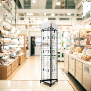 La torre de rejilla triangular con ruedas Exhibición de rejilla triangular para el vendedor Exhibición de ideas Estante de exhibición de pared de rejilla con ganchos - Product Image 5