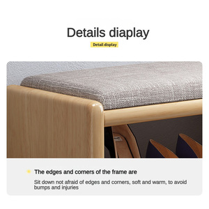 Armoire de rangement de chaussures pour chambre à coucher avec coussin armoire à chaussures en bois de coin moderne personnalisée rangement pour l'entrée - Product Image 6