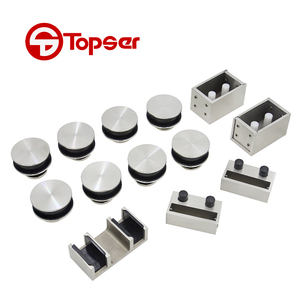 Sistema Moderno de Puerta Corredera Doble para Ducha, Kit de <span class=keywords><strong>8</strong></span> Rodillos, Puerta de Granero de Acero Inoxidable con Herrajes Duraderos y Bajo Ruido - Product Image 1