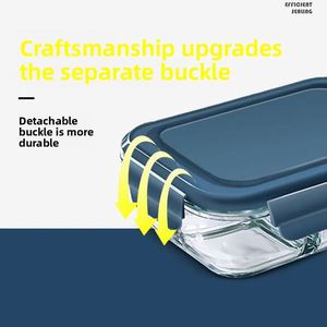 Boîte à lunch isotherme portable en verre résistant aux hautes températures, compatible micro-ondes, avec trois compartiments pour les employés de bureau - Product Image 3
