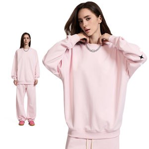 Felpa con Cappuccio e Maglione Oversize Unisex, Girocollo, Misto Cotone-Poliestere, Pile Francese, Tinta Unita - Product Image 6