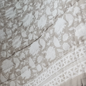 Edredón de algodón con estampado floral hecho a mano, ropa de cama con estampado de bloque indio, edredón estampado con bloque de mano para todas las estaciones - Product Image 1