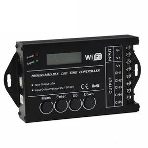 Controlador de horário wifi tc421 12v-24v, controlador de tempo programável 20a com 5 canais