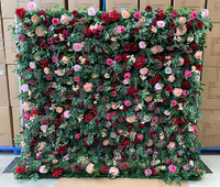Mur de fleurs personnalisé P01 5D 3D blanc en tissu enroulable, décoration de mariage, panneau de fleurs artificielles en soie, toile de fond murale de fleurs