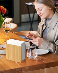 Dispenser Vertical Napkin Holder Natural Strong Waterproof Bamboo Wood Napkin Holder Freestanding Table <b>Top</b> Tissue - Product Image 2