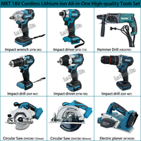 Juego de Herramientas Eléctricas Multifuncionales Todo en Uno, Kit Industrial de 28 Piezas con Batería de Iones de Litio de 18 V, Llave Inglesa y Amoladora Originales Makita