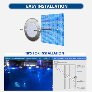 Fuente de Piscina de resina, iluminación subacuática delgada RGB, 12V, acero inoxidable 7,5, IP68, 316mm, 12V - Product Image 4