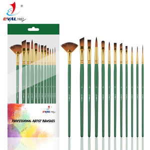 Set di Pennelli per Pittura a Olio e Acquerello in Acrilico, 12 Pezzi con Manico in <span class=keywords><strong>Legno</strong></span> Verde, Pennelli Professionali per Artisti - Product Image 3