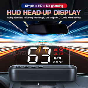 C100 OBD2 HUD จอแสดงผลบนกระจกหน้ารถ มาตรวัดความเร็วรถยนต์ การใช้น้ำมันเชื้อเพลิง EOBD โปรเจคเตอร์ คอมพิวเตอร์ติดรถยนต์ อุปกรณ์เสริมรถยนต์ - Product Image 2