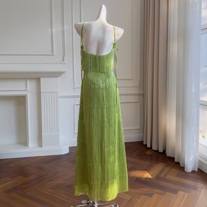 Oudina ชุดเดรสยาวเปิดหลังแต่งพู่แขนกุดชุดเดรสออกงานเลี้ยงอาหารค่ำ<span class=keywords><strong>หรู</strong></span>หราทันสมัย - Product Image 2