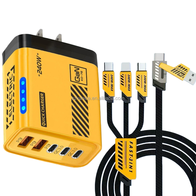 240W USB-C GaN Charger 5 Ports USB Fast Charging 240W USB C Power Adapter QC3.0 USB Type C Wall Charger