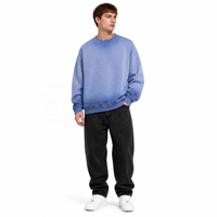 Sweat-shirt unisexe vintage délavé coupe oversize 430g en molleton bouclette épais à épaules tombantes col rond