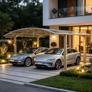 <span class=keywords><strong>Garage</strong></span> moderne de luxe en alliage d'aluminium avec toit arqué durable et imperméable, protection UV toutes saisons, abri de voiture extérieur - Product Image 1