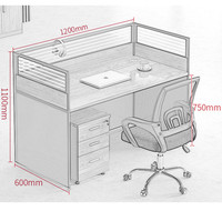 Meubles de bureau, poste de travail pour 2 personnes, table d'ordinateur en bois en forme de I, bureaux de bureau, table incluant un meuble latéral et une chaise