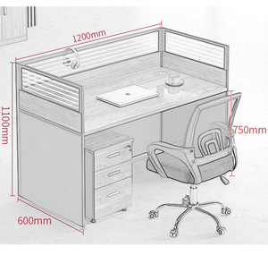 Muebles de Oficina, Estación de Trabajo para 2 Personas, Mesa de Computadora de Madera en Forma de I, Escritorios de Oficina, Mesa con Gabinete Lateral y Silla Incluidos - Product Image 3