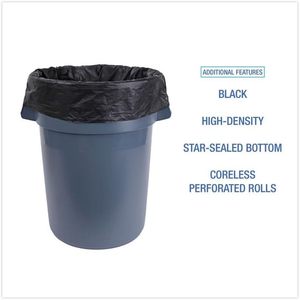 Sacs poubelles ménagers Boardwalk 385817BLK noirs haute densité 38x58 60 gallons 14 microns 25 sacs/RL 8 RL/CT - Product Image 6