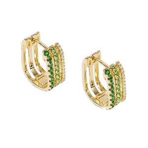 Pendientes de Aro Triples de Plata 925 Gemnel con Diamantes CZ y Zafiro Azul, Elegantes Huggies con Número Mágico - Product Image 5