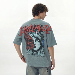 Groothandel Vintage Strass Heren <span class=keywords><strong>T</strong></span>-<span class=keywords><strong>shirts</strong></span> Digitale Direct-to-garment Borduurwerk <span class=keywords><strong>T</strong></span>-shirt Gewassen Verweerd Hoge Kwaliteit <span class=keywords><strong>T</strong></span>-<span class=keywords><strong>shirts</strong></span> - Product Image 2