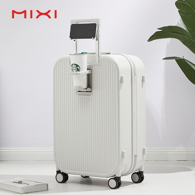 Mixi Multi Function Travel Bags Luggage Trolley Case Smart Luggage with USB Charging Port Suitcase Cup Holder