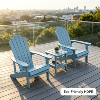 Ensemble de chaises de jardin modernes en PEHD avec table d'appoint, résistant aux intempéries et aux UV, idéal pour l'hôtellerie et l'extérieur