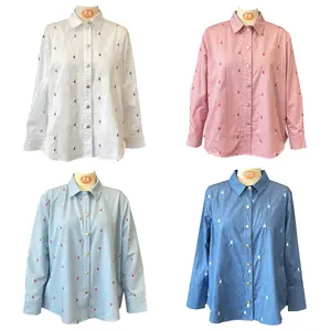 Colorful Women Clothing Wholesale OEM Cotton High Quality Fashion Long Sleeve Shirt For Women