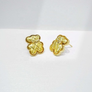 Custom plata 925 sterling silver kids summer gold plated earring fashion teacher gemstone shell <b>cute</b> women <b>bear</b> stud earrings - Product Image 1