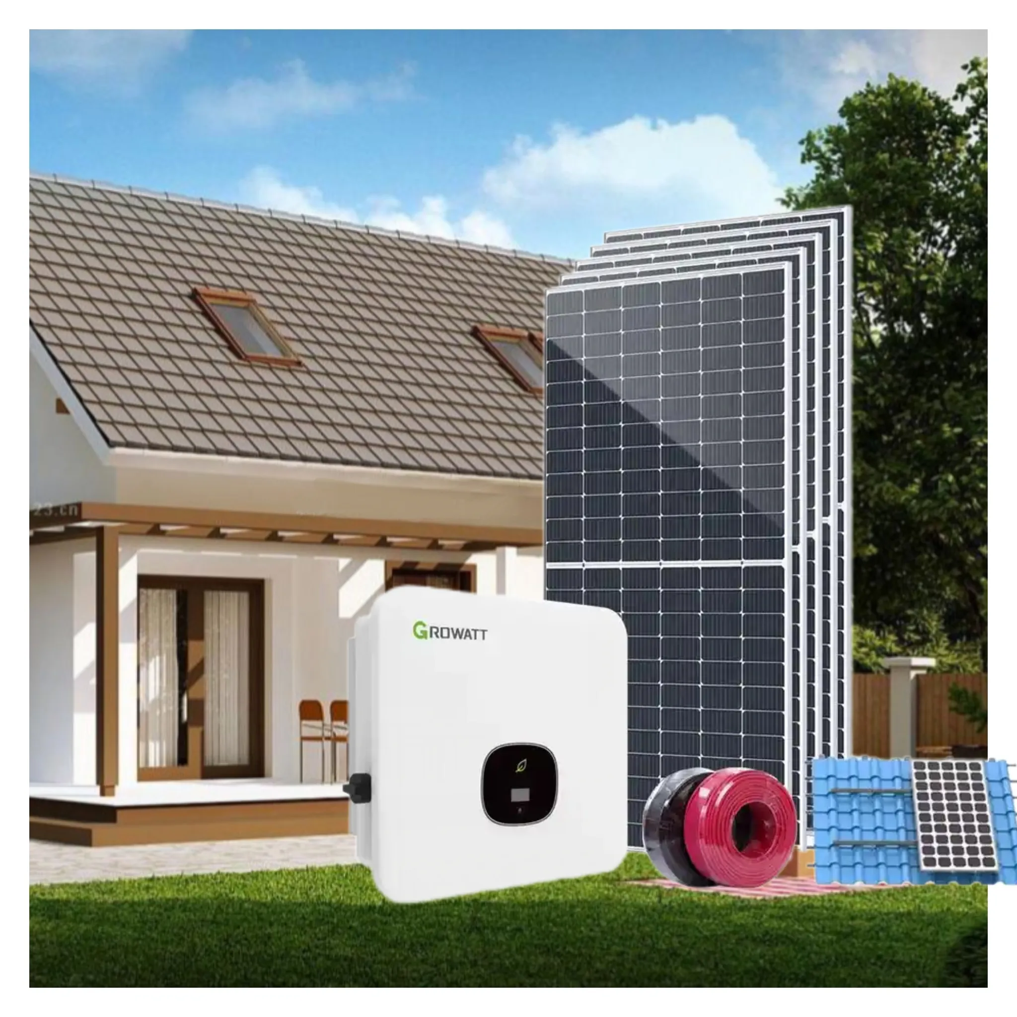 Sistema híbrido solar de 10kw con venta de excedentes de vuelta a la red Kit Photovoltage 5kw para el sistema de electricidad doméstico