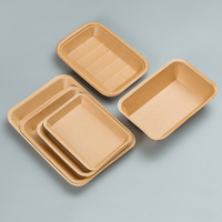 Bandeja de Papel Kraft Desechable para Barbacoa, Caja Comercial para Hamburguesas y Papas Fritas, Plato de Papel Biodegradable para Pollo Frito y Hot Dogs, Apto para Microondas