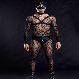 Costume sexy en dentelle de panthère noire pour Exotric Cosplay Mans Full Body Lace Lingerie Uniform Night Club Show - Product Image 2