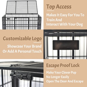 Çiğnemeye Dayanıklı Metal Köpek Kafesi, Üstü Açık Büyük Köpek Kulübesi, Çıkarılabilir Tepsili - Product Image 2