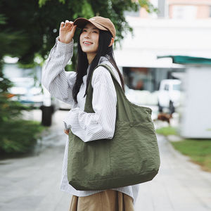 Women's <b>large</b> capacity customizable logo printed linen cotton canvas shopping <b>bag</b> - Product Image 1