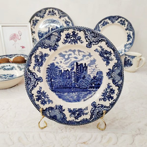 Juego de vajilla clásica francesa, plato de cerámica azul bonito, platillo, bandeja única para comedor, decoración del hogar, taza de té personalizada - Product Image 4