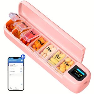 Boîte électronique multifonctionnelle portable avec minuterie, réveil, rappel, organisateur, distributeur de pilules Bluetooth pour la vie quotidienne, personnalisable - Product Image 1