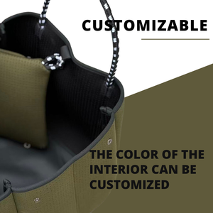 여성용 라지 네오프렌 토트백 - 포켓과 지퍼 파우치가 있는 여행, 직장, 해변용 데일리 디자이너 핸드백 - Product Image 4