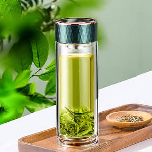 Double Walled Glass Tea Cup With Infuser Portable Transparent For Office And Car Use - Product Image 1