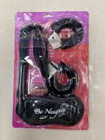 Kit de bondage sexuel pour couple, 3 pièces, noir, rouge, rose, avec bandeau pour les yeux, fouet et menottes, jouet sexy pour jeu érotique et fête