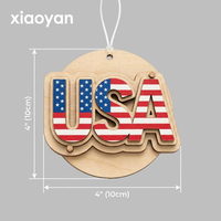 Ornement suspendu en contreplaqué 3D avec drapeau américain |   Décoration patriotique personnalisée en couches |   Fournitures en gros pour la Fête de l'Indépendance 2026 |   Impression UV
