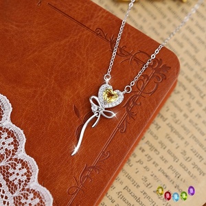 S925 sterling silver Ocean Heart <b>necklace</b> for women Natural crystal stone pendant with <b>delicate</b> mosaic wholesale - Product Image 3