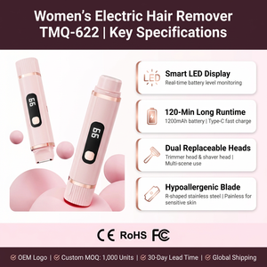Depiladora Eléctrica para Mujer, Afeitadora Corporal Completa Impermeable e Indolora, Recargable Tipo-C, Pantalla LED Inteligente - Product Image 4