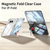 Étui de téléphone pliable transparent magnétique pour iPhone Duo avec béquille antichoc