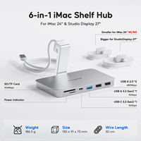 Hub USB C PULWTOP para iMac - 10 Gbps, Compatible con M1/M3/M4, 2 USB 2.0, Lector de Tarjetas SD/TF para iMac de 24 Pulgadas y Studio Display