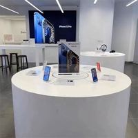 Mesa de Exhibición Redonda Plegable Ecológica y Moderna para Tiendas de Teléfonos Móviles y Computadoras, con Madera MDF Personalizable